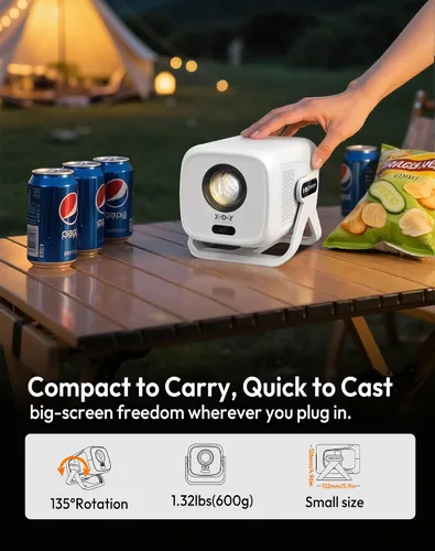 Vista 5 de Compatible con Netflix y enfoque automático Keystone Proyector inteligente mini con WiFi6 y Bluetooth, proyector portátil nativo 1080P y control