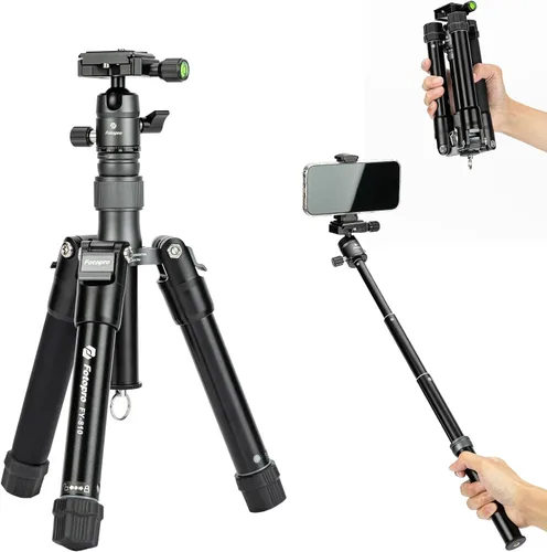 Vista 8 de Fotopro Mini trípode con soporte para teléfono con cabeza esférica desmontable para selfie stick plegado solo 8.6 pulgadas, carga máxima de hasta