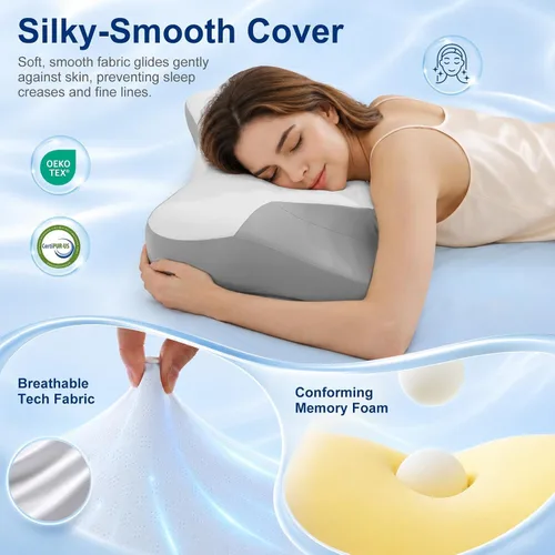 Vista 4 de jiaao Almohada curvada para dormir lateral, soporte de cuello de espuma