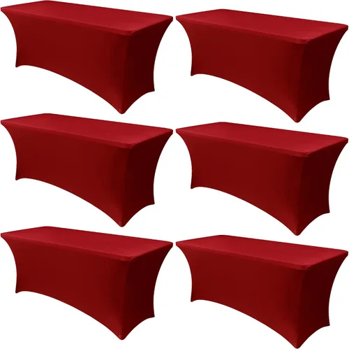 Vista 23 de Obstal Paquete de 6 Fundas de Mesa Elásticas de Spandex para Mesas de 6 Pies - Mantel Rectangular Universal Ajustado de 6 Pies Protector para Bodas