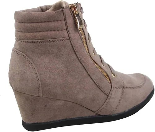 Vista 3 de FZ-Peggy-56 - Zapatillas de deporte para mujer con puntera redonda con cordones Beige 85