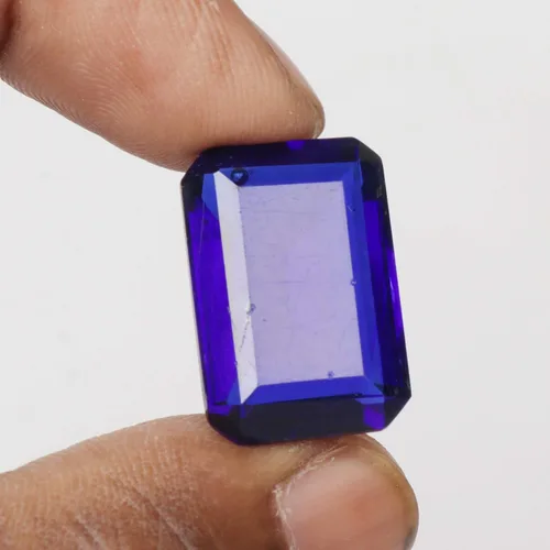 Vista 2 de REAL-GEMS Garantía en forma de esmeralda topacio azul de 24.10 ct, Gema, Topacio azul mejorado