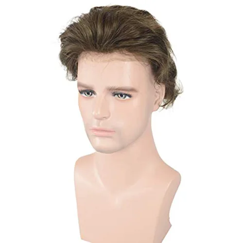 Vista 2 de Piezas de cabello humano tipo tupé de piel fina y suave para hombre con nudo en V (0.002 in) para hombres, 8 x 10 pulgadas, sistema de reemplazo