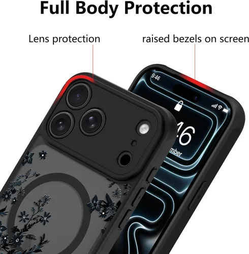 Vista 107 de KANGHAR - Funda compatible con iPhone 11, diseño de leopardo negro, textura de neumático antideslizante, a prueba de golpes, funda protectora