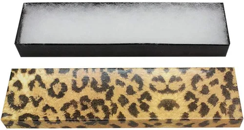 Vista 2 de Cajas de regalo de joyería de 8 "x 2" x 1" Caja de cartón de bateo de algodón con estampado de leopardo, juego de 10 PC