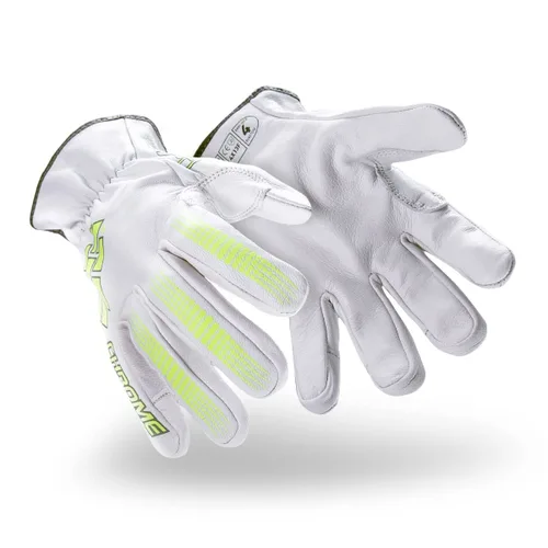 Vista 21 de HexArmor Chrome SLT® Series 4067 Leather Work Gloves, Large Resistente a los cortes, protección contra impactos 4067 Cuero Blanco y Naranja Impact