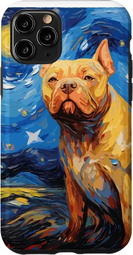 Vista 10 de Funda para iPhone 14 American Bully Starry Night para perro, mamá, perro, papá