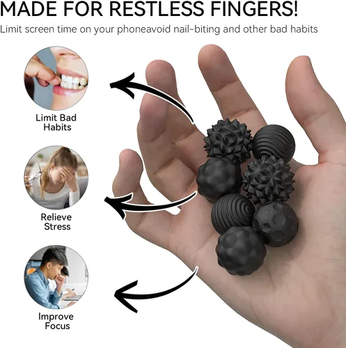 Vista 3 de Juguetes de Bolas Magnéticas Fidget, 8 Piezas Juguetes Sensoriales de Silicona para Alivio del Estrés para Adultos y Adolescentes con Autismo, TDAH
