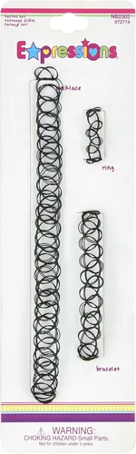 Vista 9 de EXPRESSIONS Colección de Joyería Elástica para Tatuajes de 3 Piezas Surtidas - Conjunto de Collar Gargantilla de Tatuaje, Pulsera y Anillo