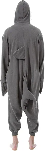 Vista 6 de EraSpooky Pijama de tiburón para adultos, disfraz de animales de una pieza con capucha, unisex