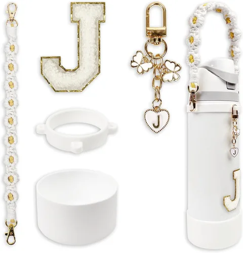 Vista 44 de SITKOL Juego de Monogramas Bonitos de Silicona Compatible con Botella de Agua Owala 24 oz, 32 oz, 40 oz - Accesorios Perfectos con la Letra Owala