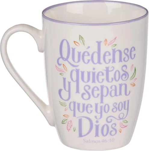 Vista 2 de Christian Art Gifts Taza de Café de Cerámica Con Borde Lila - 12 oz. Taza de Café y Té Inspiradora Segura Para Microondas y Lavavajillas Con