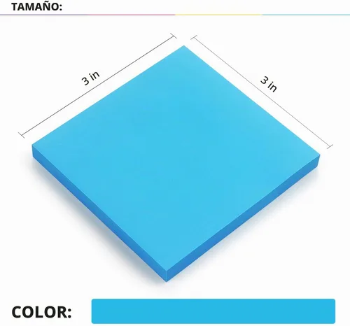 Vista 3 de Notas adhesivas de 3 x 3 pulgadas, autoadhesivas, 8 blocs, 80 hojas/bloc Azul