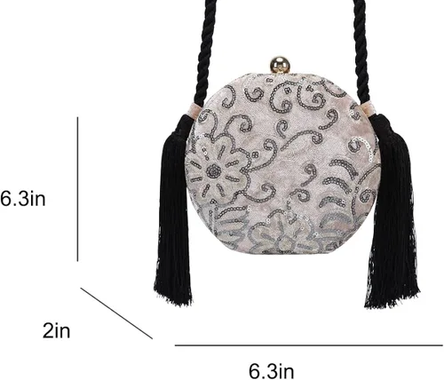 Vista 2 de Fawzia - Bolsas de noche con bordado de lentejuelas de terciopelo
