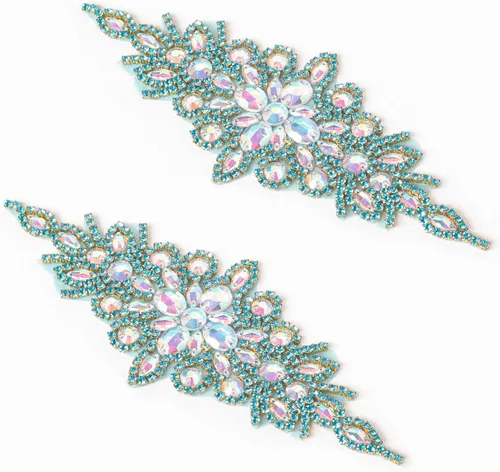 Vista 9 de Apliques de cuentas de perlas de diamantes de imitación rojos apliques de novia accesorios de cristal de ajuste de diamantes de imitación