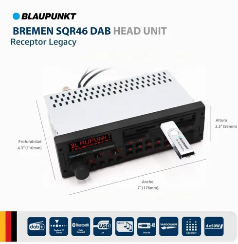 Vista 2 de BLAUPUNKT Bremen SQR 46 DAB Retro Car Stereo 80s Classic Bluetooth USB SD AUX - Negro