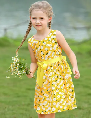 Vista 3 de Vestido de verano para niña, de algodón, con diseño floral