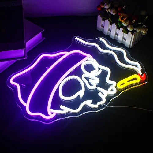 Vista 2 de Lucunstar Letrero de Neón de Calavera de Halloween Letrero LED de Neón de Halloween Letreros de Neón para Decoración de Pared Brillo Ajustable