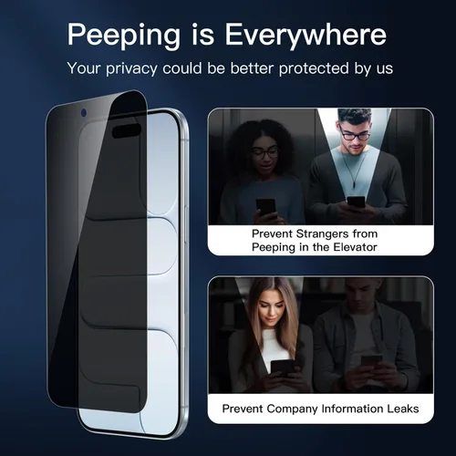 Vista 104 de NEW'C Paquete de 3 protectores de pantalla de privacidad para iPhone Air/iPhone 17 Air (6.5 pulgadas), película de vidrio templado antiespía
