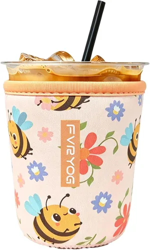 Vista 17 de Reusable Insulated Neoprene Iced Coffee Sleeves for Iced Coffee Cups, Coffee Coolies sleeves for Iced & Hot Drinks