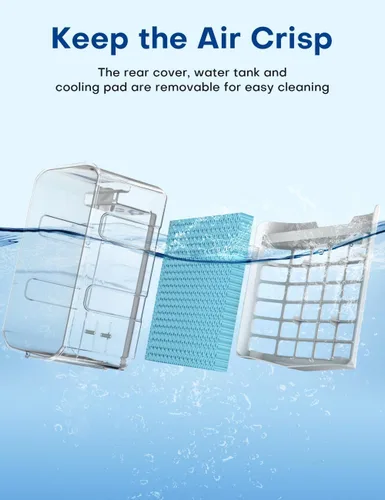 Vista 8 de Aire acondicionado portátil 4 en 1, enfriador de aire evaporativo con 4 modos y 3 velocidades, temporizador de 15 horas para apagado automático