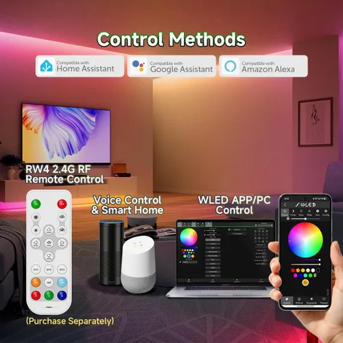 Vista 10 de BTF-LIGHTING SP805E WLED LED Controller ESP32 with Mic, WiFi APP Control For WS2812B WS2811 SK6812 WS2814 LED Strip/Matrix & PWM Dim CCT RGB RGBW