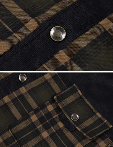 Vista 5 de Haellun - Chaqueta tipo camisa de manga larga con forro de sherpa para hombre Verde militar