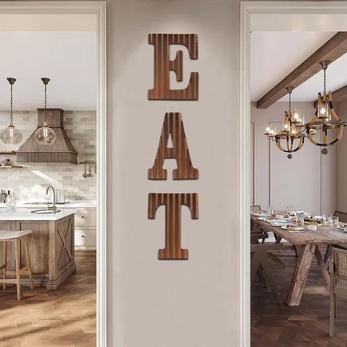 Vista 4 de COLLECTIVE HOME - Letras metálicas de 12 pulgadas para decoración de pared, letras oxidadas corrugadas, decoración rústica para colgar en la pared