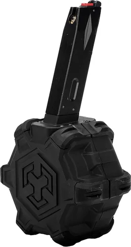 Vista 2 de Evike Airsoft AW - Mag de Airsoft de tambor personalizado para pistolas y rifles de aire comprimido de gas (modelo: M9 / negro)