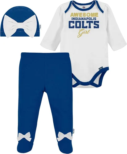 Vista 23 de NFL Conjunto de enterizo, pantalón con pies y gorro de 3 piezas para bebé niña