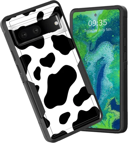 Vista 60 de Funda para Pixel 6A, funda híbrida de doble capa resistente a prueba de golpes de policarbonato duro de silicona suave TPU para Google Pixel 6A