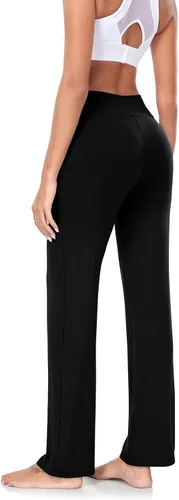 Vista 2 de ADANIKI Pantalones de yoga para mujer con bolsillos, pantalones de cintura alta con corte de bota y pierna recta para mujer, pantalones deportivos