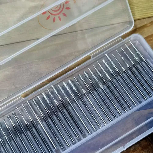 Vista 7 de Juego de 30 rebabas de diamante con vástago de 1/8 pulgadas para herramientas rotativas Dremel 1/8'' Shank Diamond Burs for Gemstone, Glass, Rock