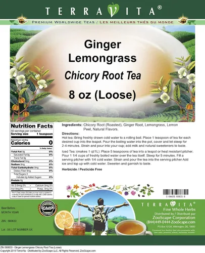 Vista 2 de Té de raíz de achicoria de limón jengibre (suelto) (8 oz, ZIN: 560633)