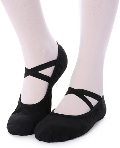 Vista 3 de Zapatos de ballet para mujeres y niñas, zapatos de ballet para mujer, zapatos de baile de lona, zapatos tipo ballet zapatos de yoga.
