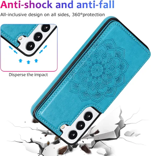 Vista 7 de Asuwish Funda compatible con Samsung Galaxy S22 Plus 5G y protector de pantalla de vidrio templado, soporte para tarjeta celular, ranuras