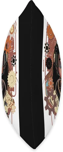 Vista 2 de Steampunk Mechanical Clockwork Japanese Aesthetic Cyber Steampunk - Almohada robot japonesa para niña, 16 x 16 pulgadas, multicolor