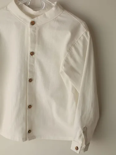 Vista 2 de Camisa de bebé blanca de manga larga con cuello de Judge
