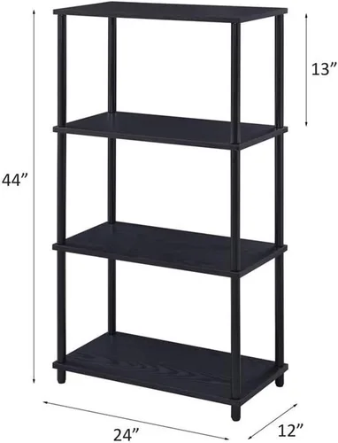 Vista 3 de Acme Nypho - Estantería rectangular con 4 estantes de madera con marco de metal, color negro