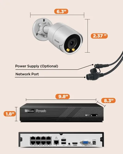 Vista 7 de Sistema de cámara de seguridad PoE, 4 cámaras IP con cable de 5 MP con cable para el hogar, micrófono integrado, detección de vehículos humanos