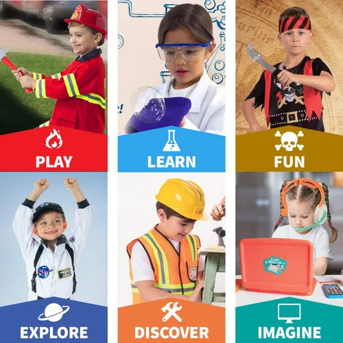 Vista 6 de Born Toys Disfraces de juego de simulación para niños de 3 a 7 años, juego de vestuario lavable para niños pequeños para jugar (6 en 1)