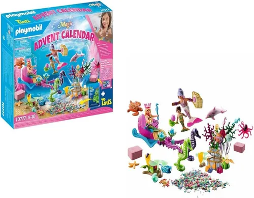Vista 7 de Playmobil 70777 Calendario de Adviento para el baño, sirenas mágicas, divertido juego de rol imaginativo, juegos adecuados para niños a partir de 4