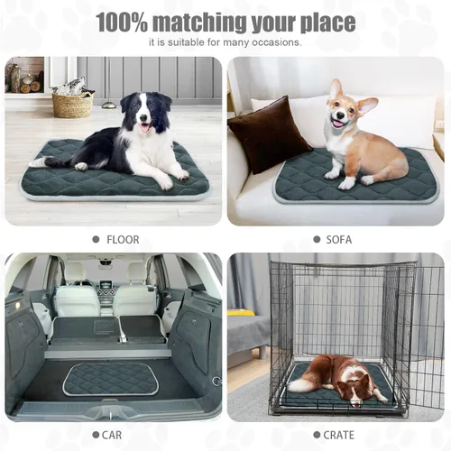 Vista 7 de Furrybaby - Alfombrilla para jaula de perro con base antideslizante lavable a máquina, tapete plano para camita de mascota para dormir