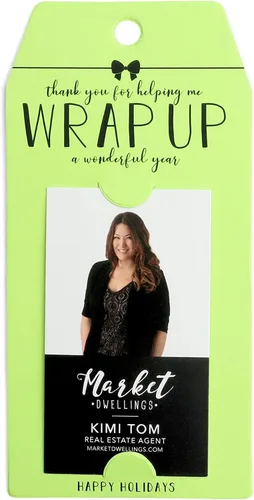 Vista 5 de Vertical "Thank You for Helping Me Wrap Up a Wonderful Year" Gift Tag Happy Holidays Pop By Gift Tag 10-GT005