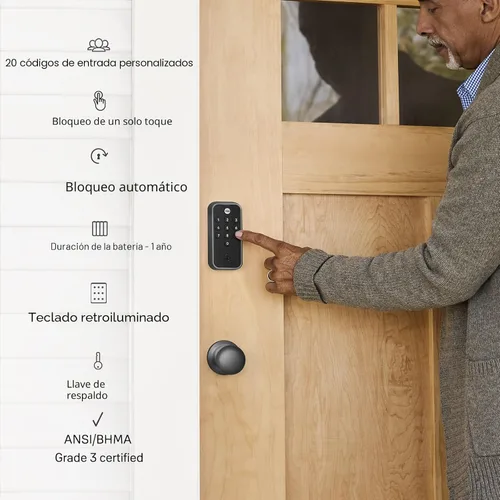 Vista 4 de Cerrojo de puerta delantera con teclado en negro de Yale para entrada sin llave, YED210-NR-BSP
