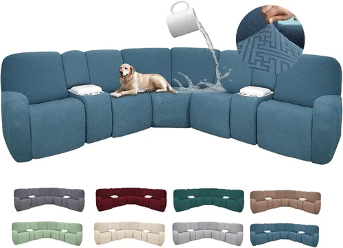 Vista 112 de Fundas de sofá reclinable seccional 100% impermeables para sofá reclinable en forma de L, funda de sofá modular de esquina en forma de L, fundas