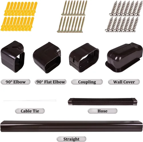 Vista 2 de LyPrem Mini Split Line Set Cover 5" PVC Line Cover Kit para Mini Split y Central Aire Acondicionado y Bomba de Calor (Marrón)
