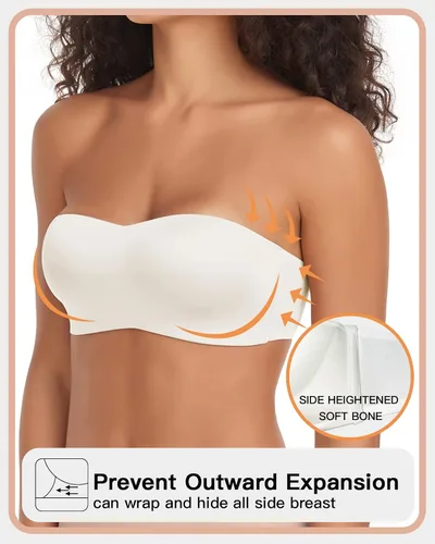 Vista 4 de WOWENY Sujetadores sin tirantes para mujer, brasier sin varillas, brasier de silicona antideslizante, sin costuras, acolchado, cómodo tubo superior