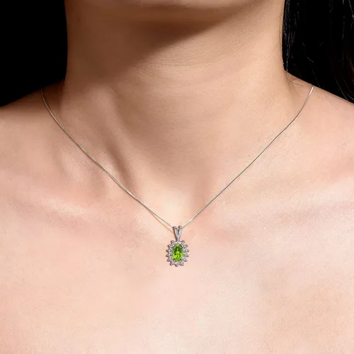 Vista 6 de Rylos Conjunto de piedra natal de plata esterlina para mujer anillo, pendiente y collar colgante. Piedras preciosas y diamantes genuinos, piedra