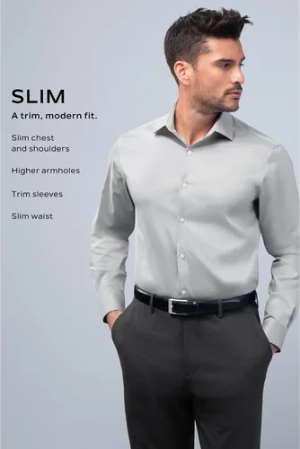 Vista 5 de Van Heusen - Camisa de vestir para hombre, corte entallado, cuello flexible, elástica, ultra libre de arrugas